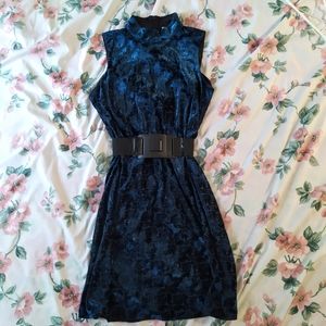 NWOT Blue Velvet High Neck Sleeveless Dress
